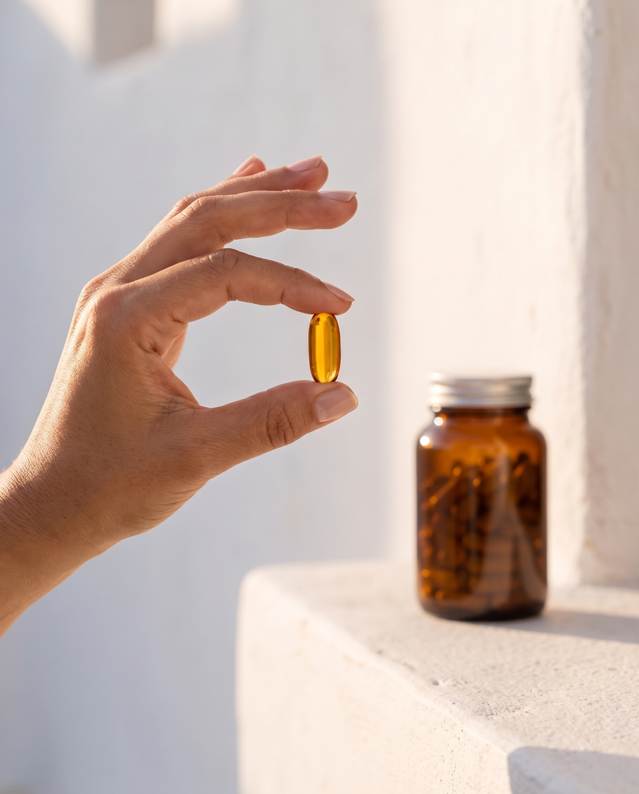 Una cápsula Vitalcap en la mano